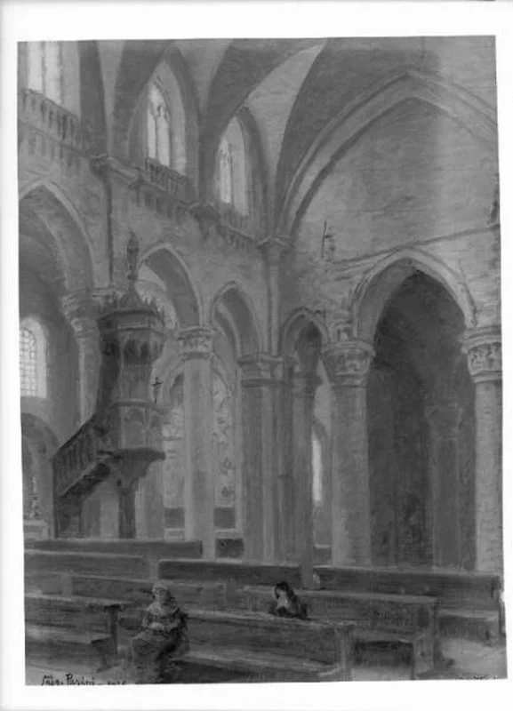 Riproduzione di opera d'arte - Interno di chiesa, Biblioteca Nazionale Braidense, Milano